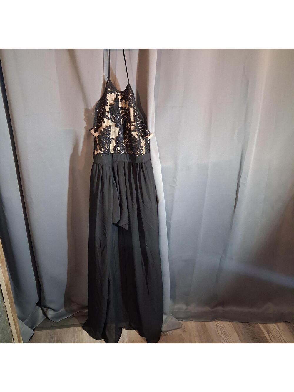 francesca's Celebrate Black Sequin Romper XS